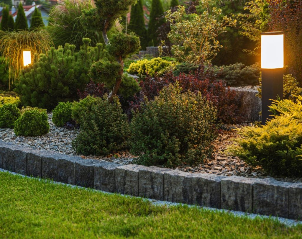 Front yard landscaping in Baldwin City, KS with native plant beds